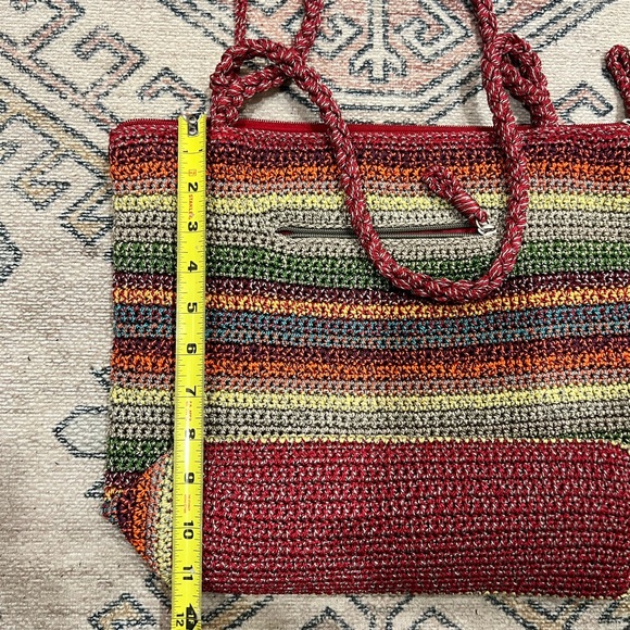 The Sak Rainbow Stripe Crochet Fall Harvest Colors Single Strap Bag Purse - Picture 4 of 6